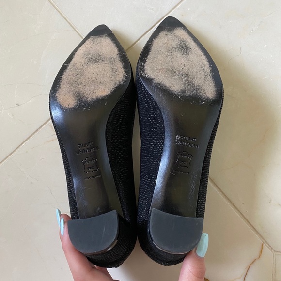 Black Sparkle Stuart Weitzman Pointed Toe Heels - Picture 5 of 5